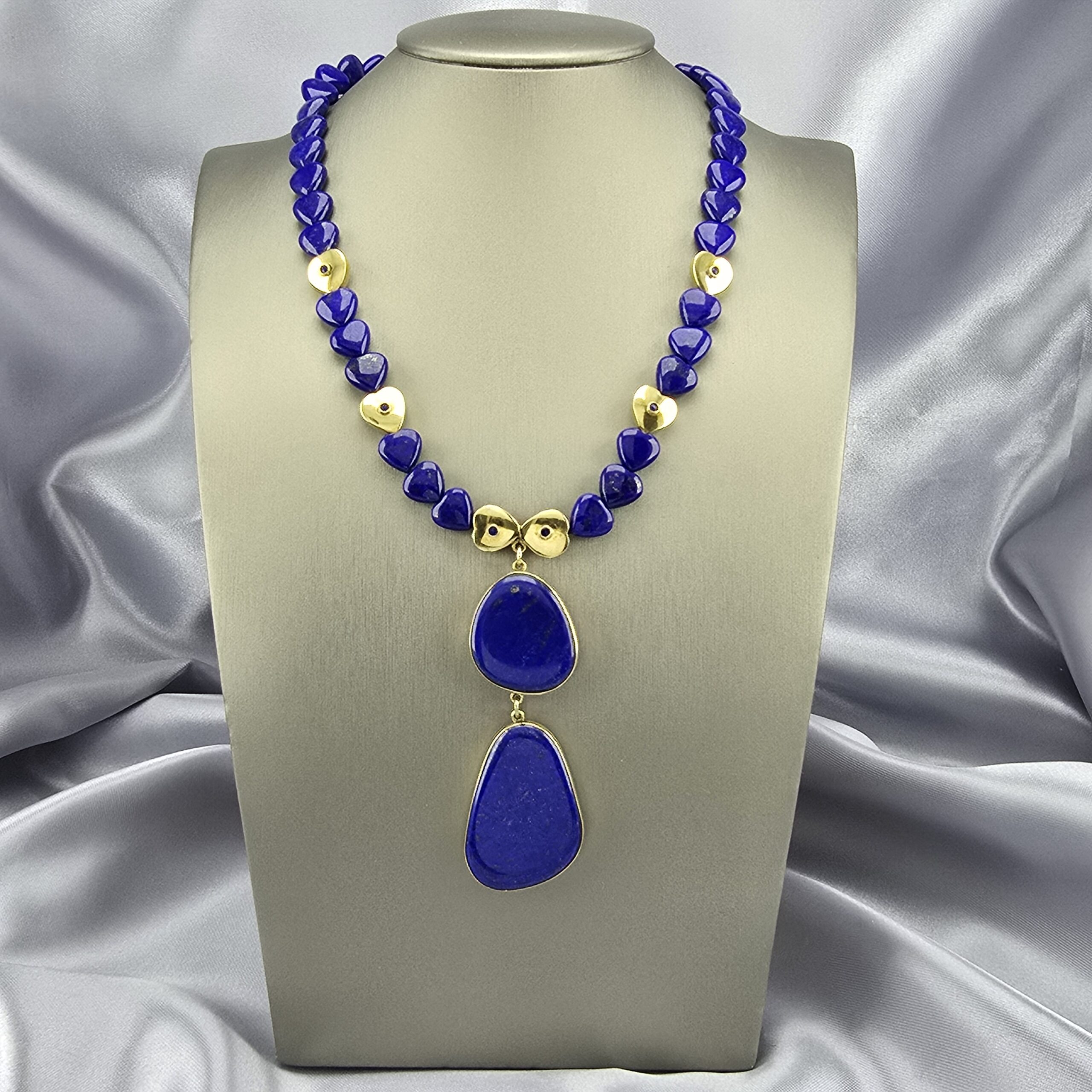 Collar Frente 2 Placas de Oro 18K con Lapislázuli - Imagen 3