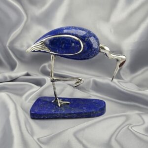 Figura Decorativa Garza – Plata, Lapislázuli y Jaspe