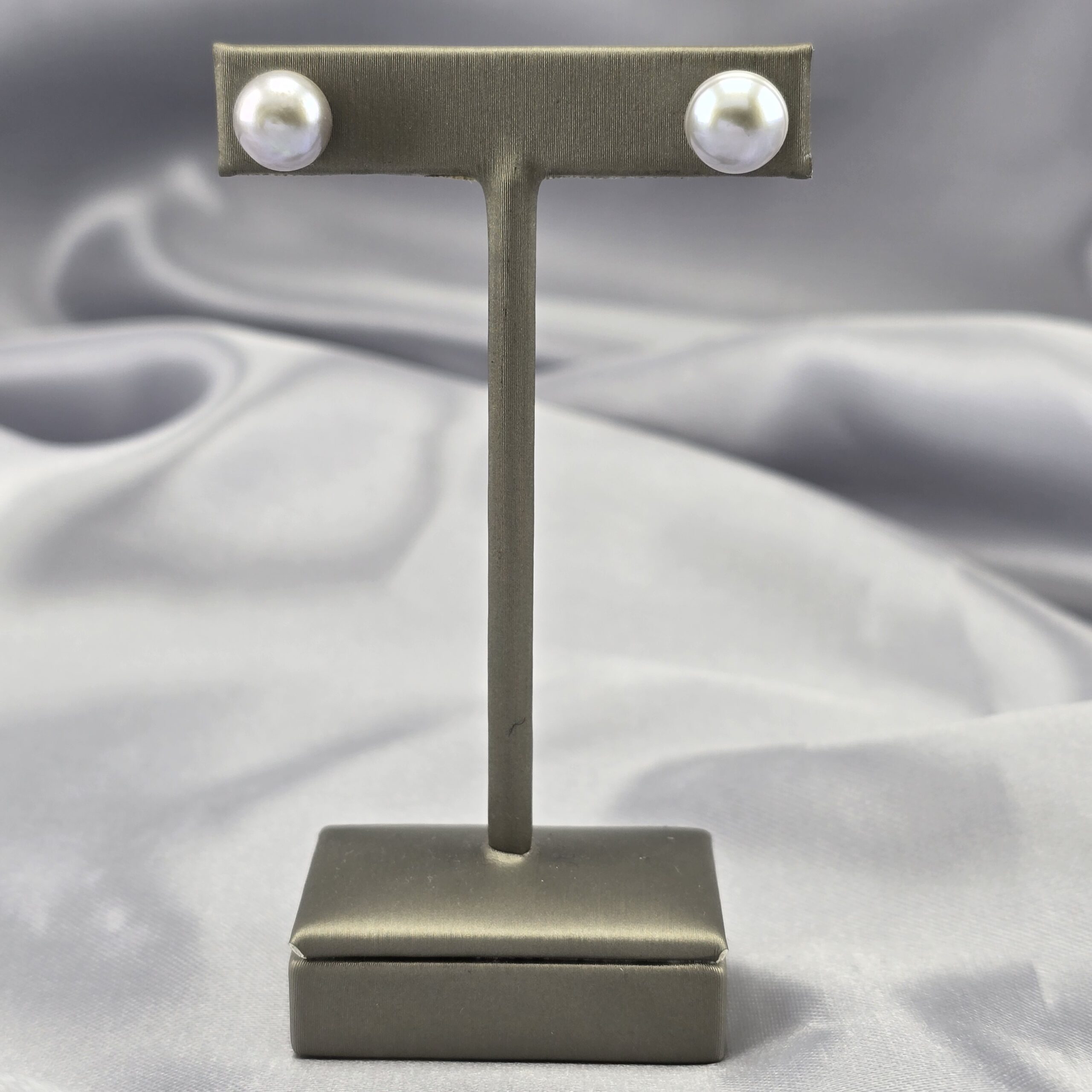 Aros de Perla Gris y Plata Rodinada