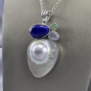 Colgante de Plata con Rodio, Lapislázuli y Abalón