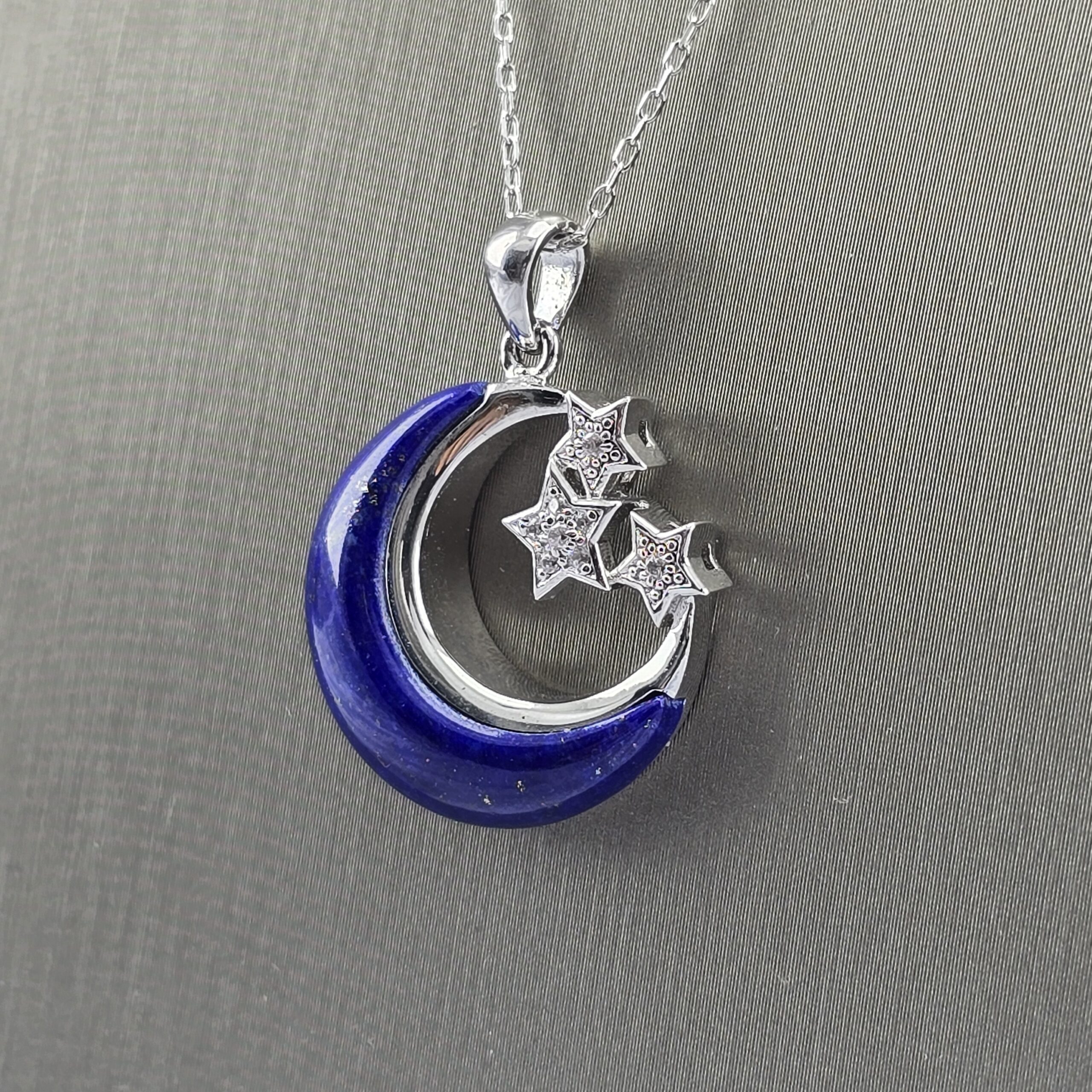 Colgante Blue Moon en Plata con Rodio y Lapislázuli - Imagen 3