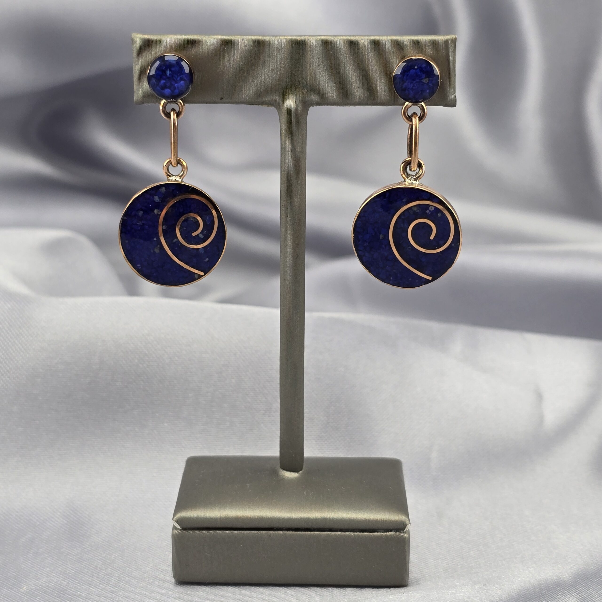 Aros Mosaico Espiral Cobre y Lapislazuli