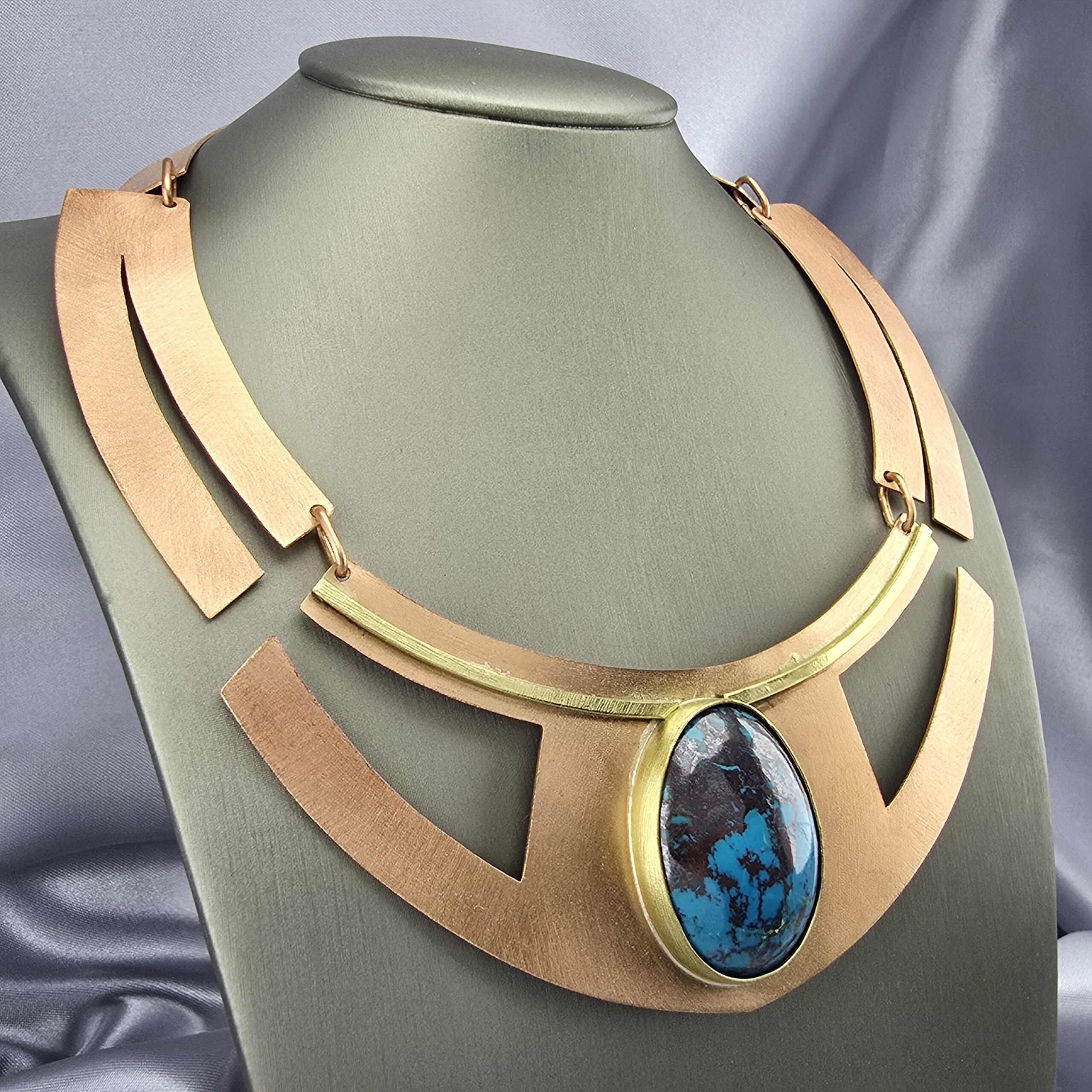 Collar de Cobre y Bronce con Ópalo Azul - Imagen 3