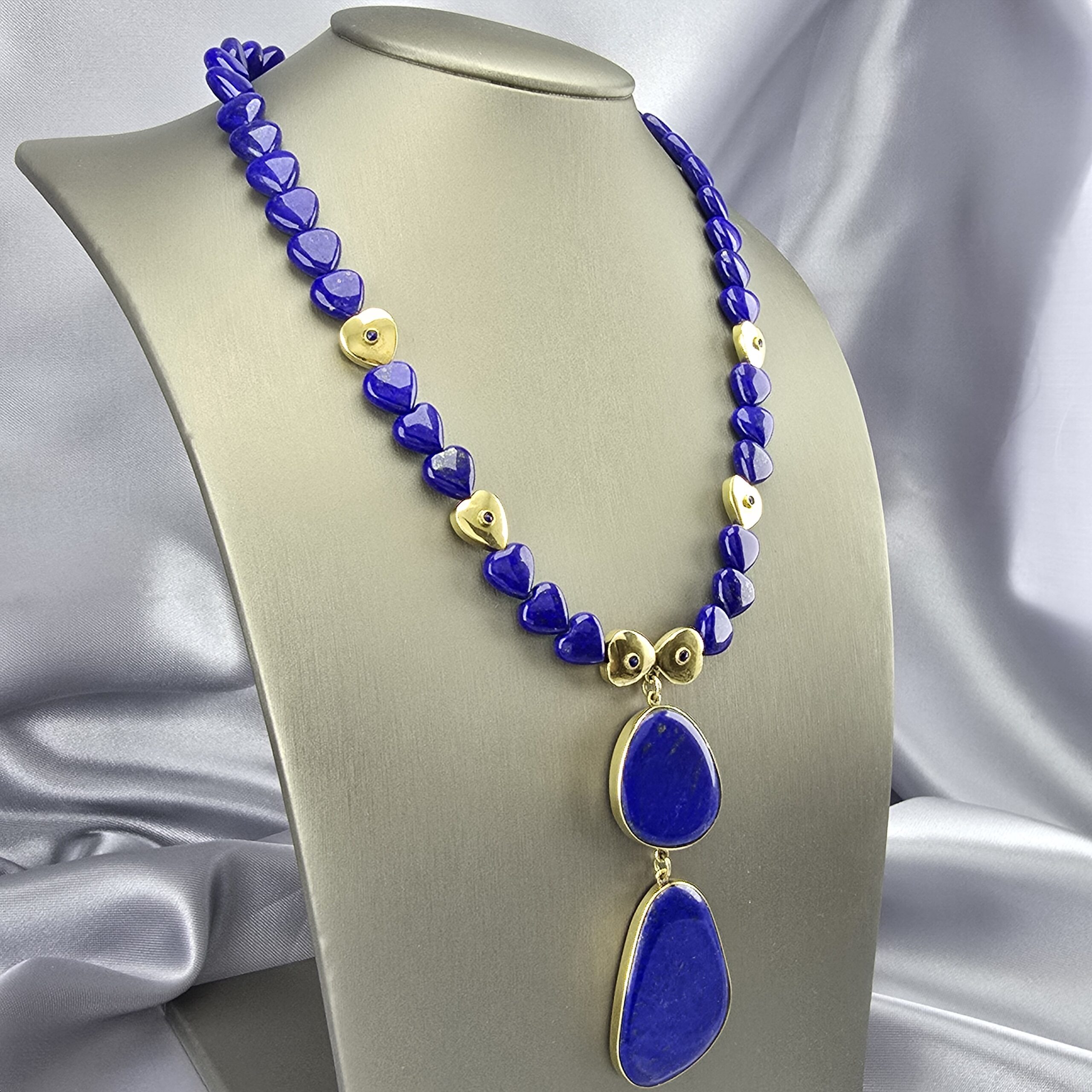 Collar Frente 2 Placas de Oro 18K con Lapislázuli - Imagen 2