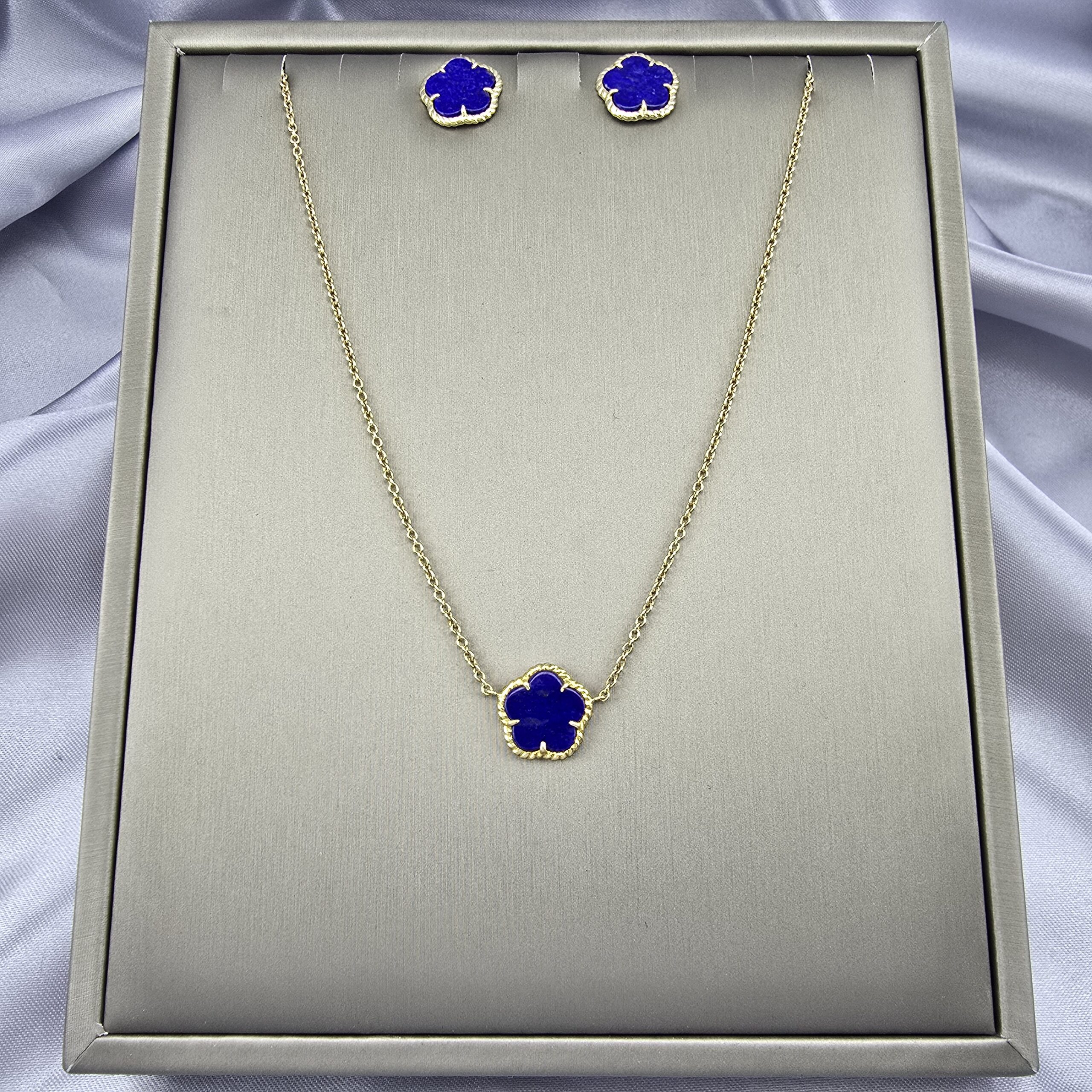 Conjunto Pétalos – Oro 18K y Lapislázuli - Imagen 2