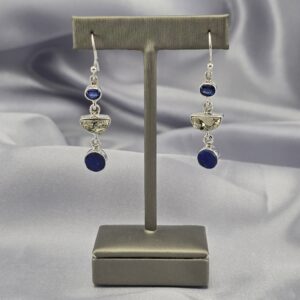 Aros Gancho de Plata con Lapislázuli y Pirita