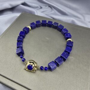 Pulsera Cubos – Oro 18K y Lapislázuli