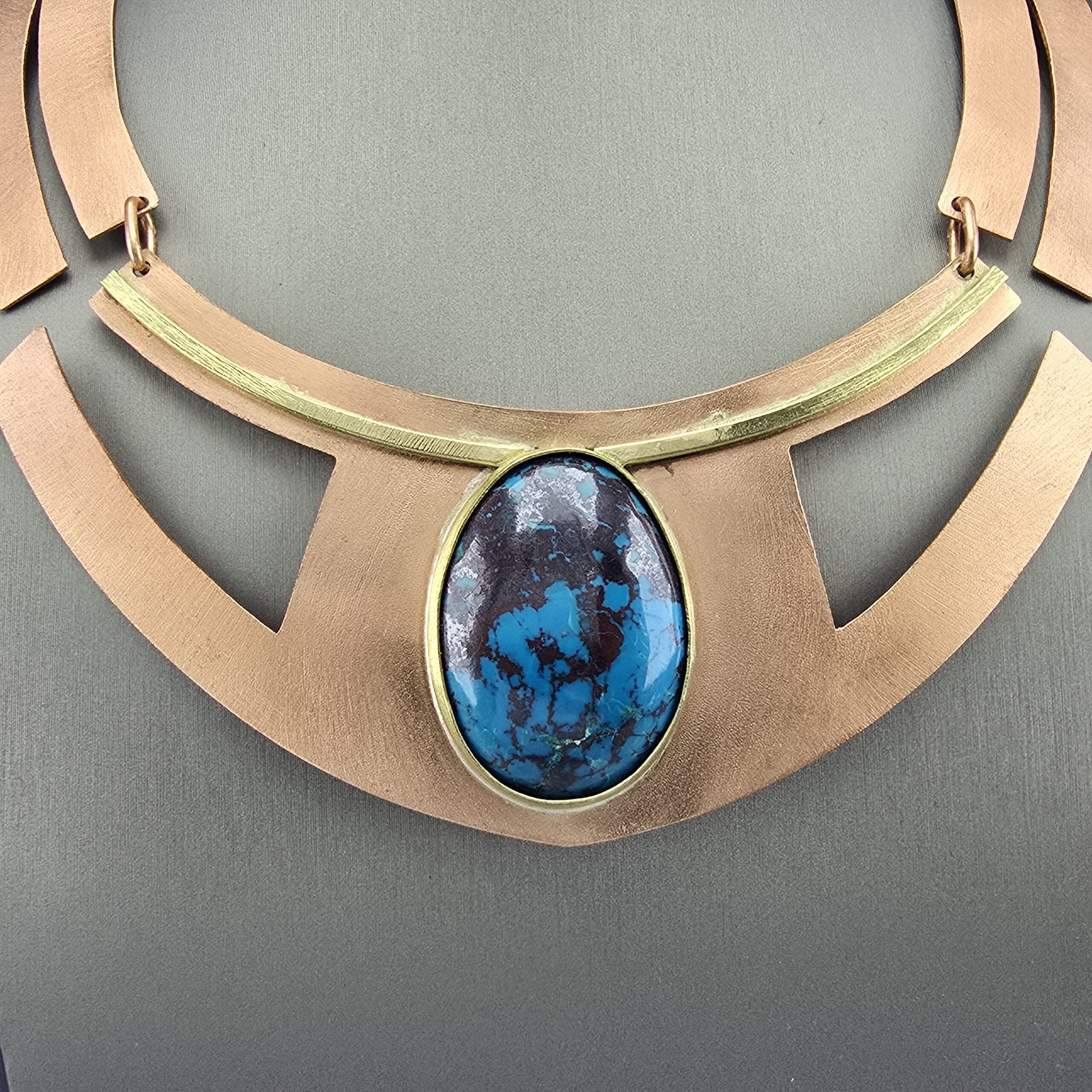 Collar de Cobre y Bronce con Ópalo Azul - Imagen 4