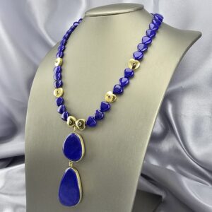 Collar Frente 2 Placas de Oro 18K con Lapislázuli