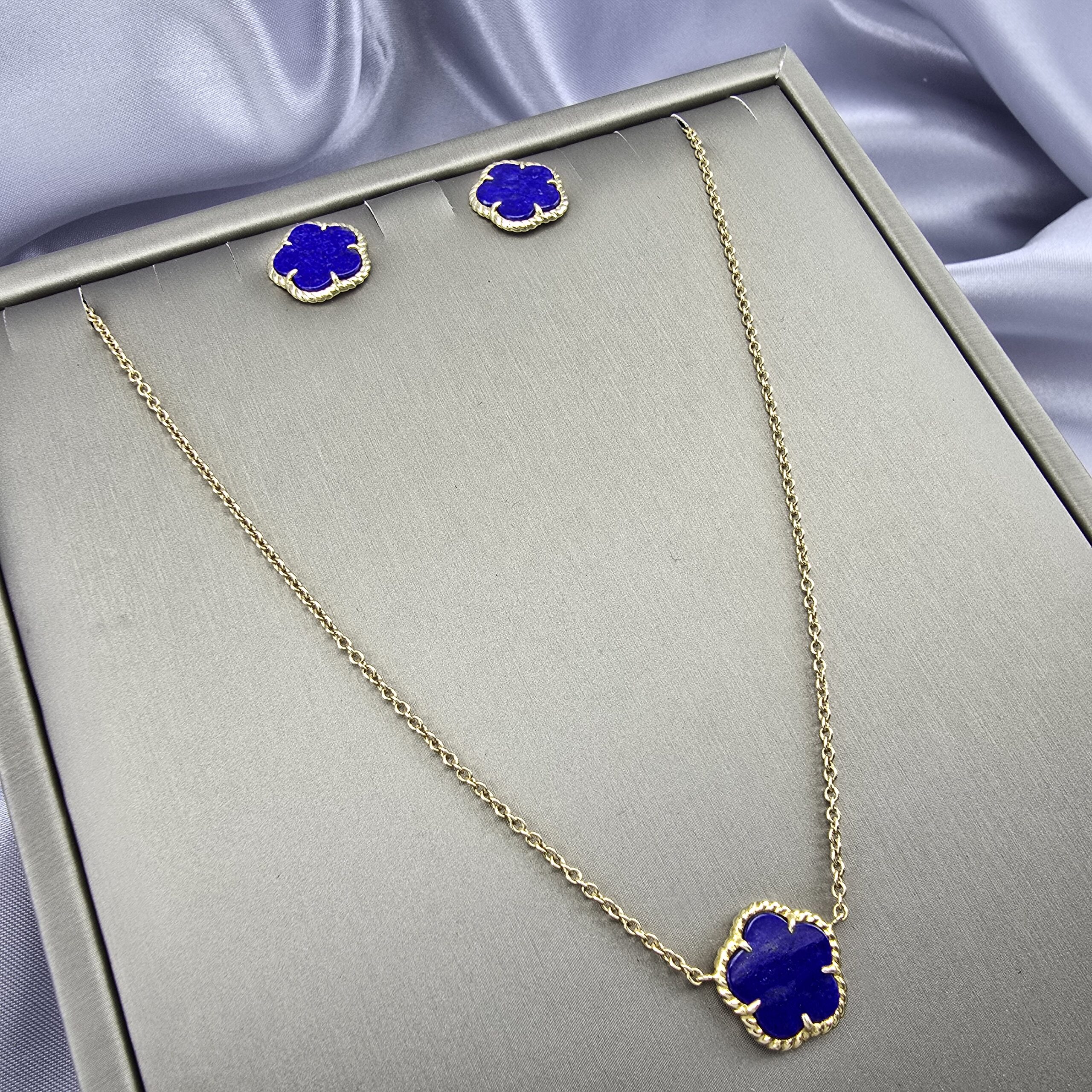 Conjunto Pétalos – Oro 18K y Lapislázuli - Imagen 3