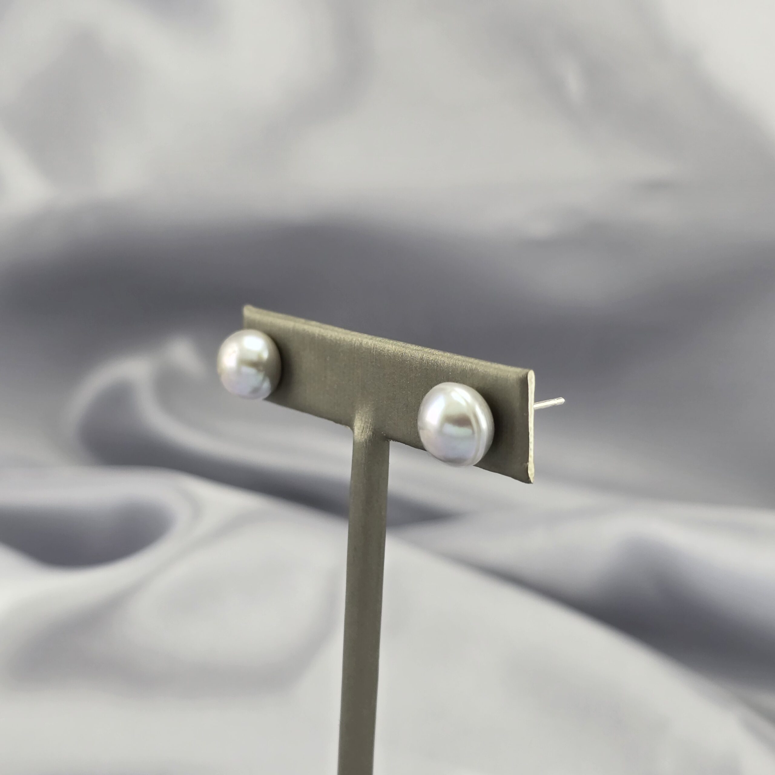 Aros de Perla Gris y Plata Rodinada - Imagen 2