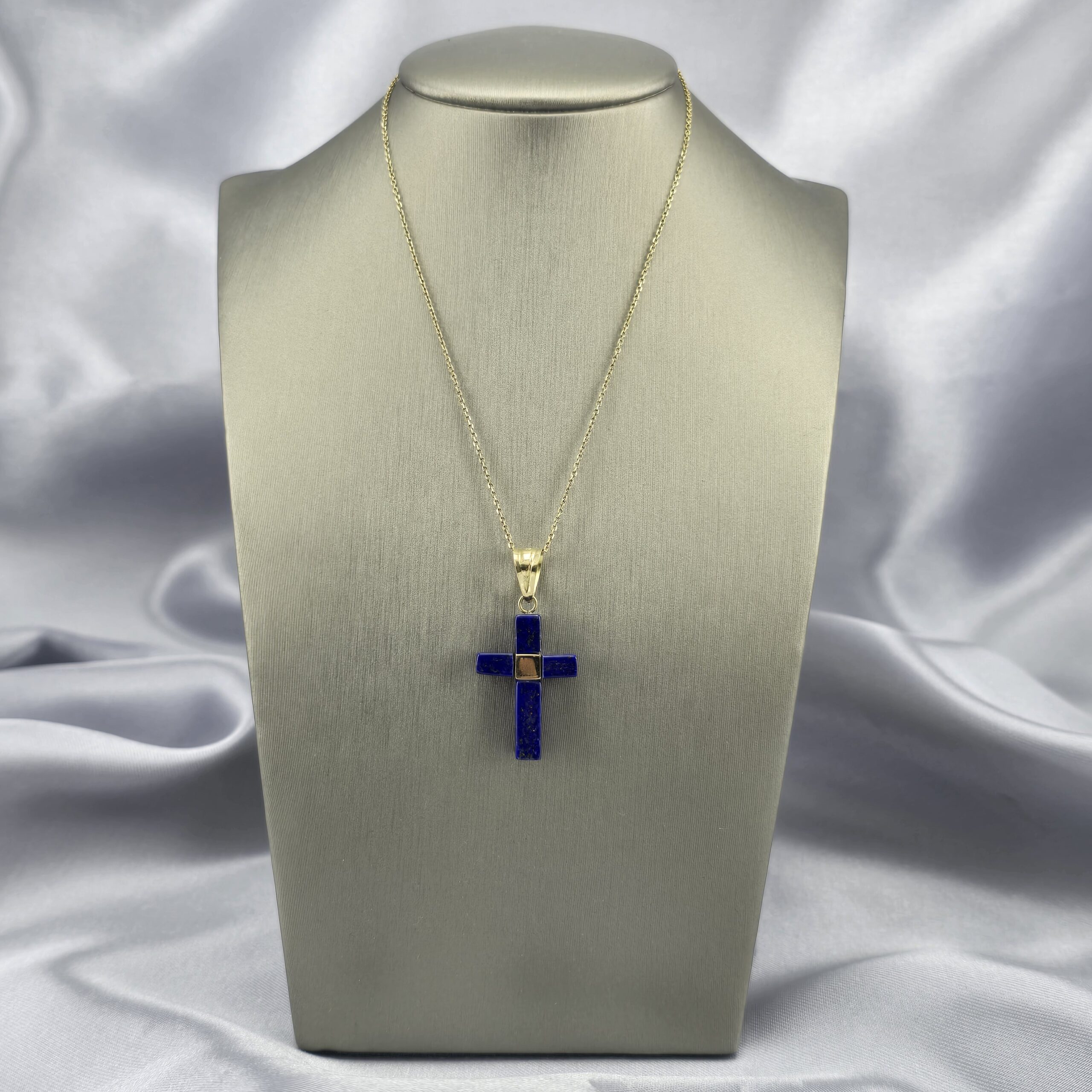 Colgante Cruz de Oro 18K con Lapislázuli - Imagen 2
