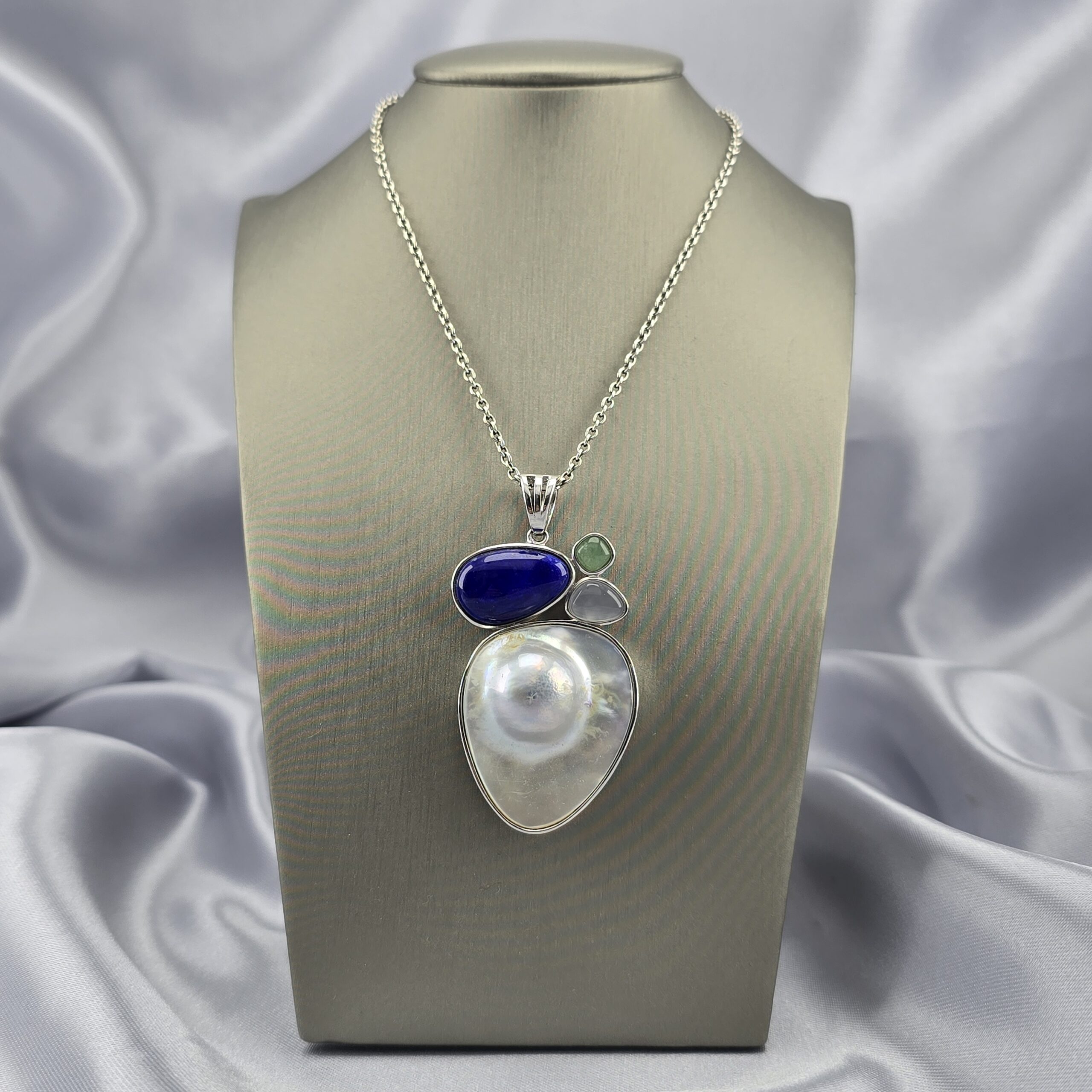 Colgante de Plata con Rodio, Lapislázuli y Abalón - Imagen 4