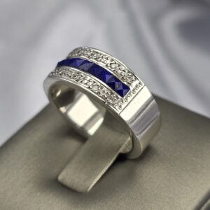 Anillo en Oro Blanco 18K y Lapislázuli