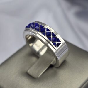 Anillo Cintillo en Oro Blanco 18K y Lapislázuli