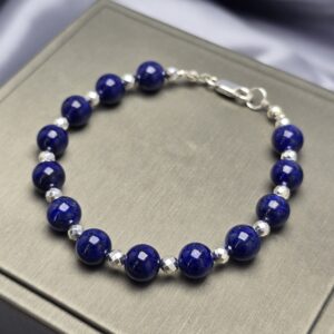 Pulsera de Lapislázuli y Mostacillas de Plata Facetadas