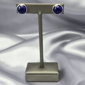 Aros de Lapislázuli con Aplicación de Hojas en Plata