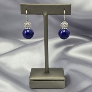 Aros Crown de Plata con Lapislázuli y Circones