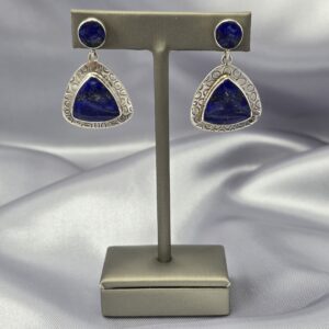 Aros de Plata Estampada y Lapislázuli