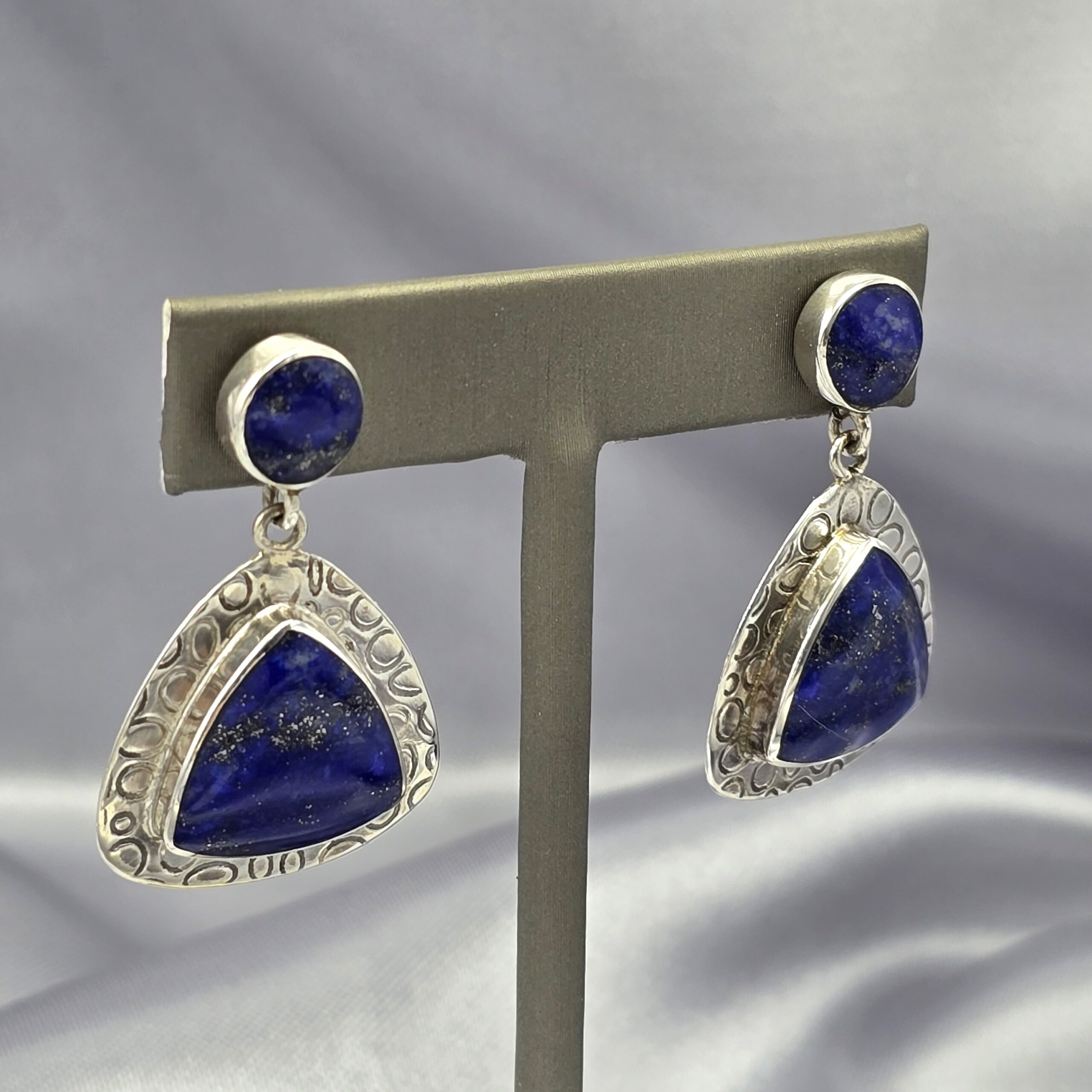 Aros de Plata Estampada y Lapislázuli - Imagen 4