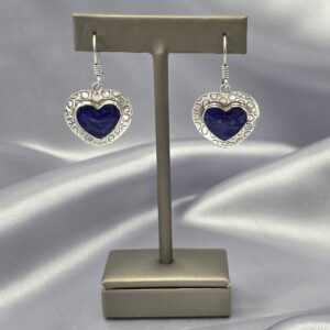 Aros de Plata Estampada y Lapislázuli