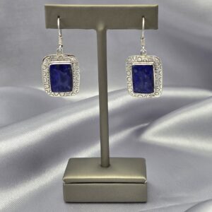 Aros de Plata Estampada y Lapislázuli