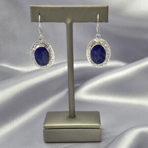 Aros de Plata Estampada y Lapislázuli