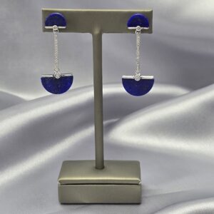 Aros Ancla - Lapislázuli y Plata Rodinada