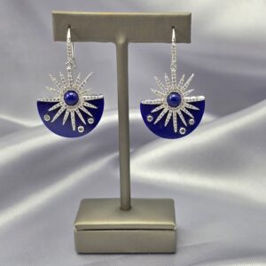 Aros Abanico - Lapislázuli y plata rodinada