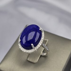 Anillo Imperial: Lapislázuli y Circones en Oro Blanco 18k