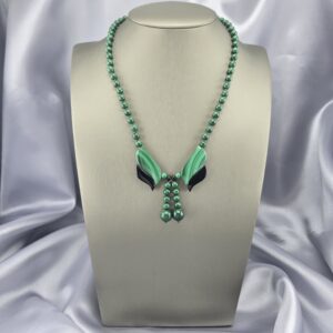 Collar de Malaquita Natural y Obsidiana