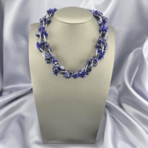 Collar Galaxia de Lapislázuli y Cilindros de Plata