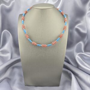 Collar Aura Pastel Turquesa Natural y Rodocrosita