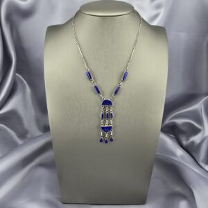 Collar Lluvia Imperial: Gotas de Lapislázuli y Plata
