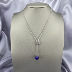 Collar Hilera Fina de Plata y Esfera Lapislazuli