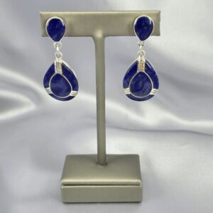 Aros Gota Estilo Barroco - Lapislázuli Natural y Plata 950