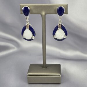 Aros Gota Estilo Barroco – Lapislázuli, Nacar y Plata 950
