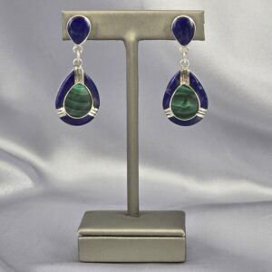 Aros Gota Estilo Barroco - Lapislázuli, Malaquita - Plata 950