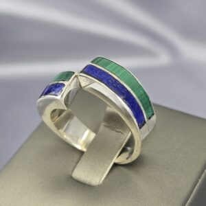 Anillo Horizonte Dual | Plata, Lapislázuli y Malaquita