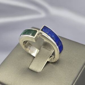 Anillo Elipse Andina | Plata, Lapislázuli y Malaquita