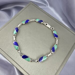 Pulsera Dúo Ancestral | Plata, Lapislázuli y Malaquita