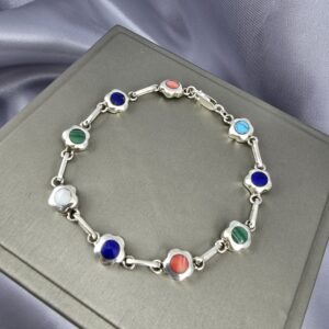 Pulsera Flora Cromática | Plata y Mosaico de Gemas