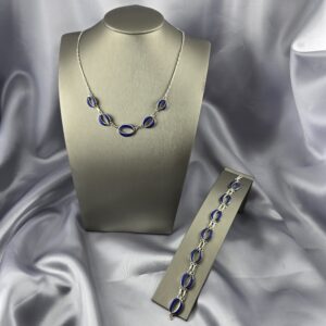 Conjunto Oval: Collar y Pulsera con Eslabones de Lapislázuli