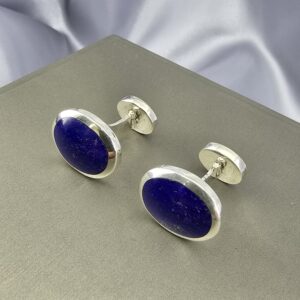 Colleras ovaladas: Lapislázuli y Plata Pulida