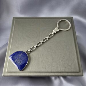 Llavero de Lapislázuli con Cadena de Eslabones en Plata