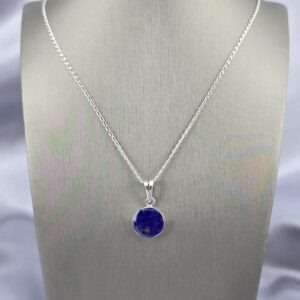 Collar con Dije Circular de Lapislázuli en Plata