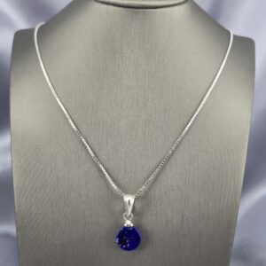 Collar de Plata con Esfera Facetada de Lapislázuli
