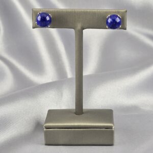 Aros de Botón en Lapislázuli Natural y Plata