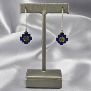 Aros Colgantes Cruz Andina en Plata y Lapislázuli